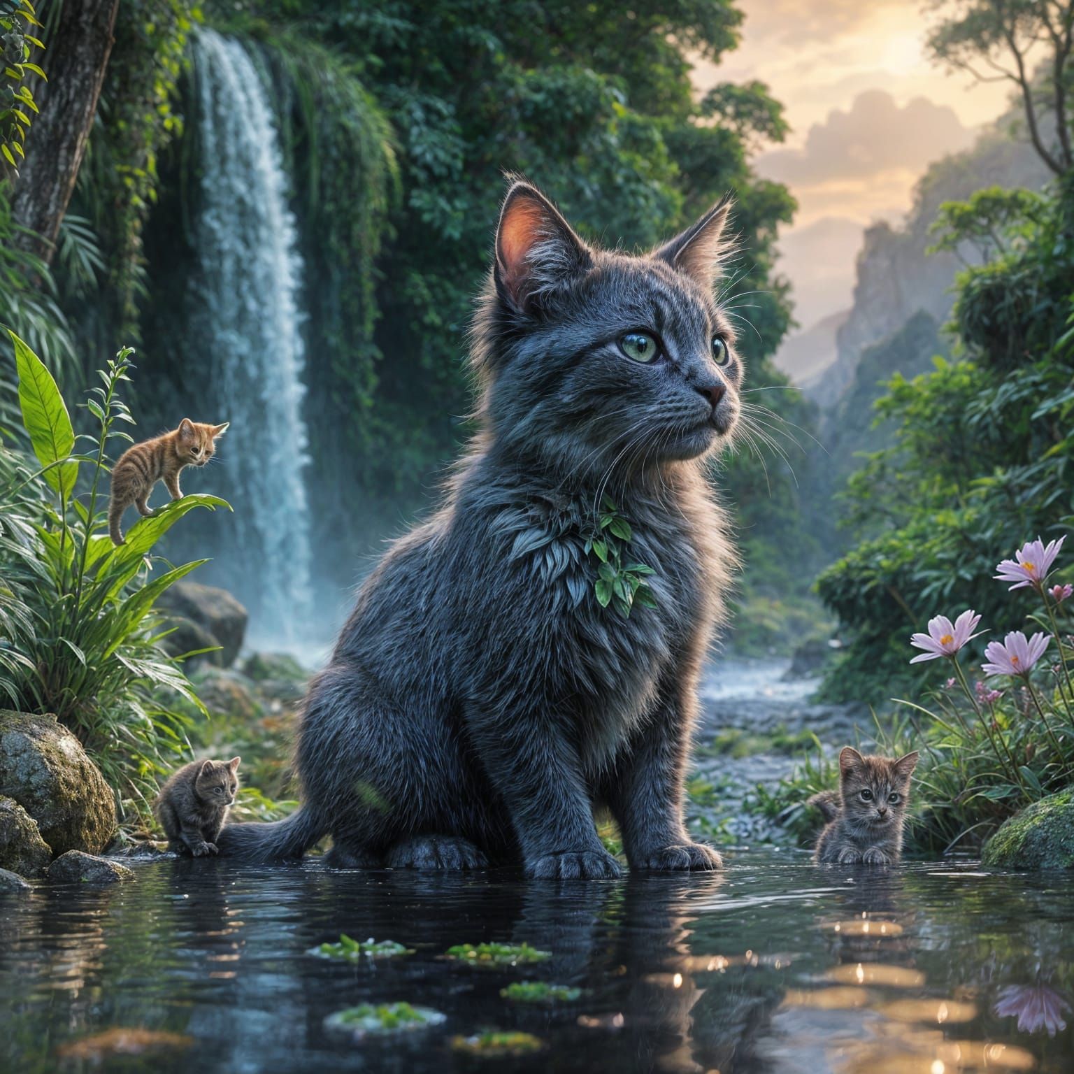 Whimsical Kitten in Enchanted Forest