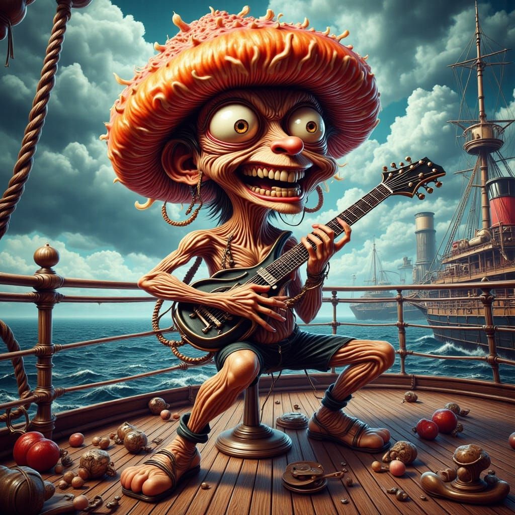 Rockabilly Mushroom Shreds Guitar on Cruise Ship