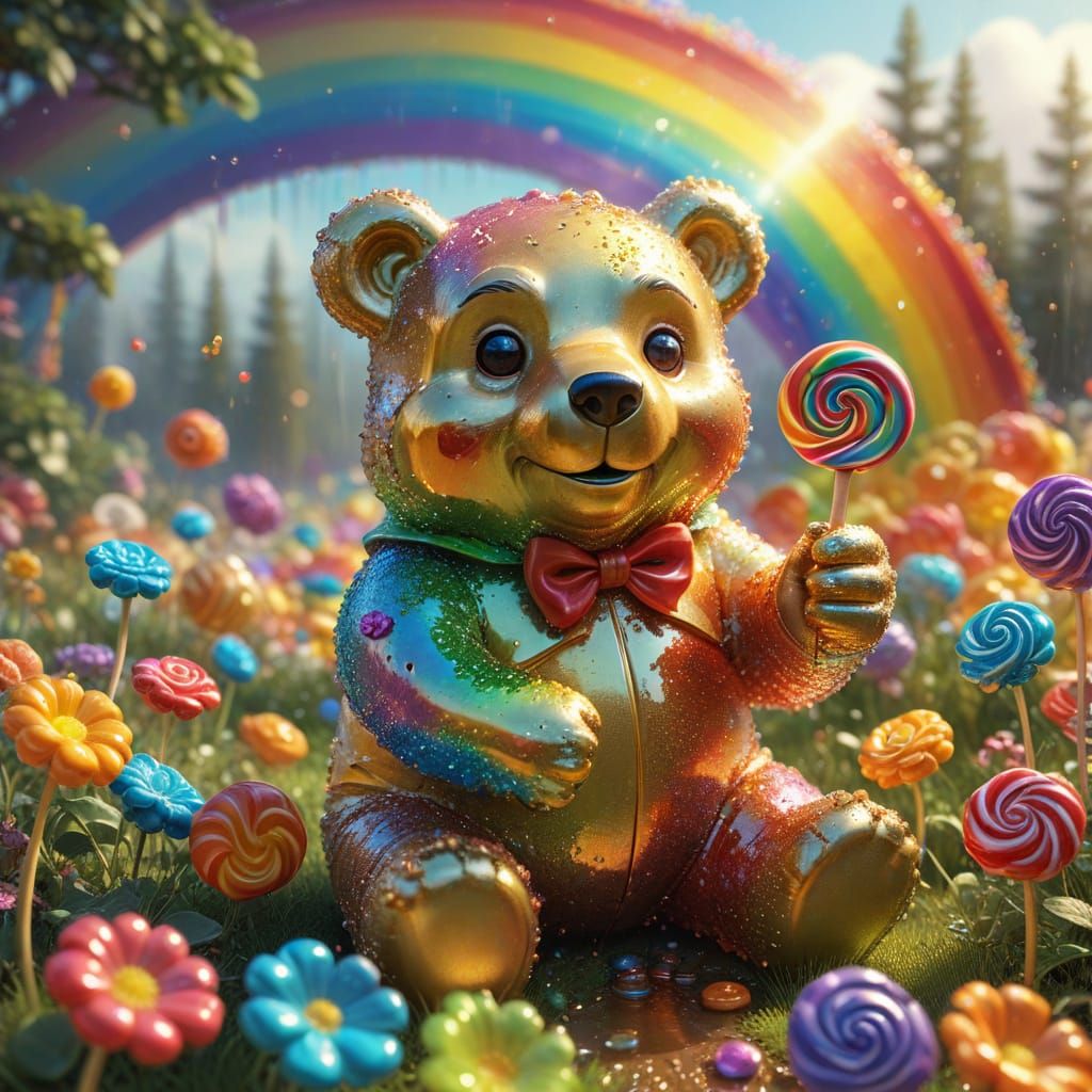 Leprechaun and Pot of Gold in Candy Art Style