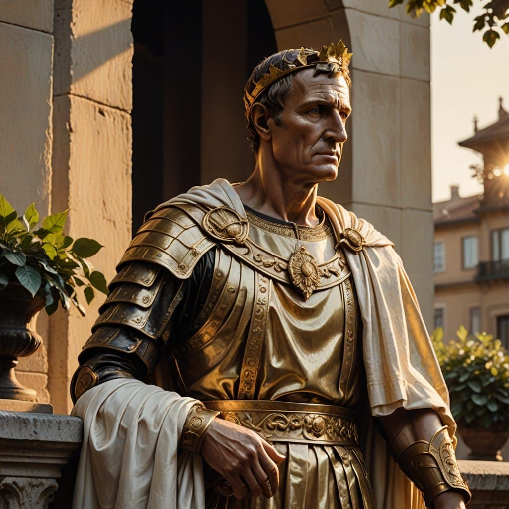 Julius Caesar Overlooking His Empire in Baroque Realism