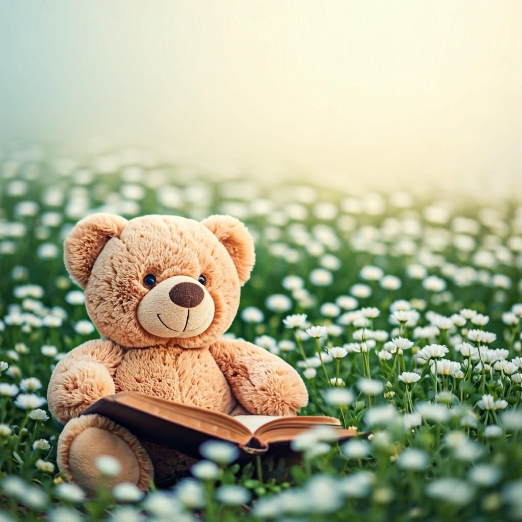 Cuddly Teddy Bear in Idyllic Garden Setting