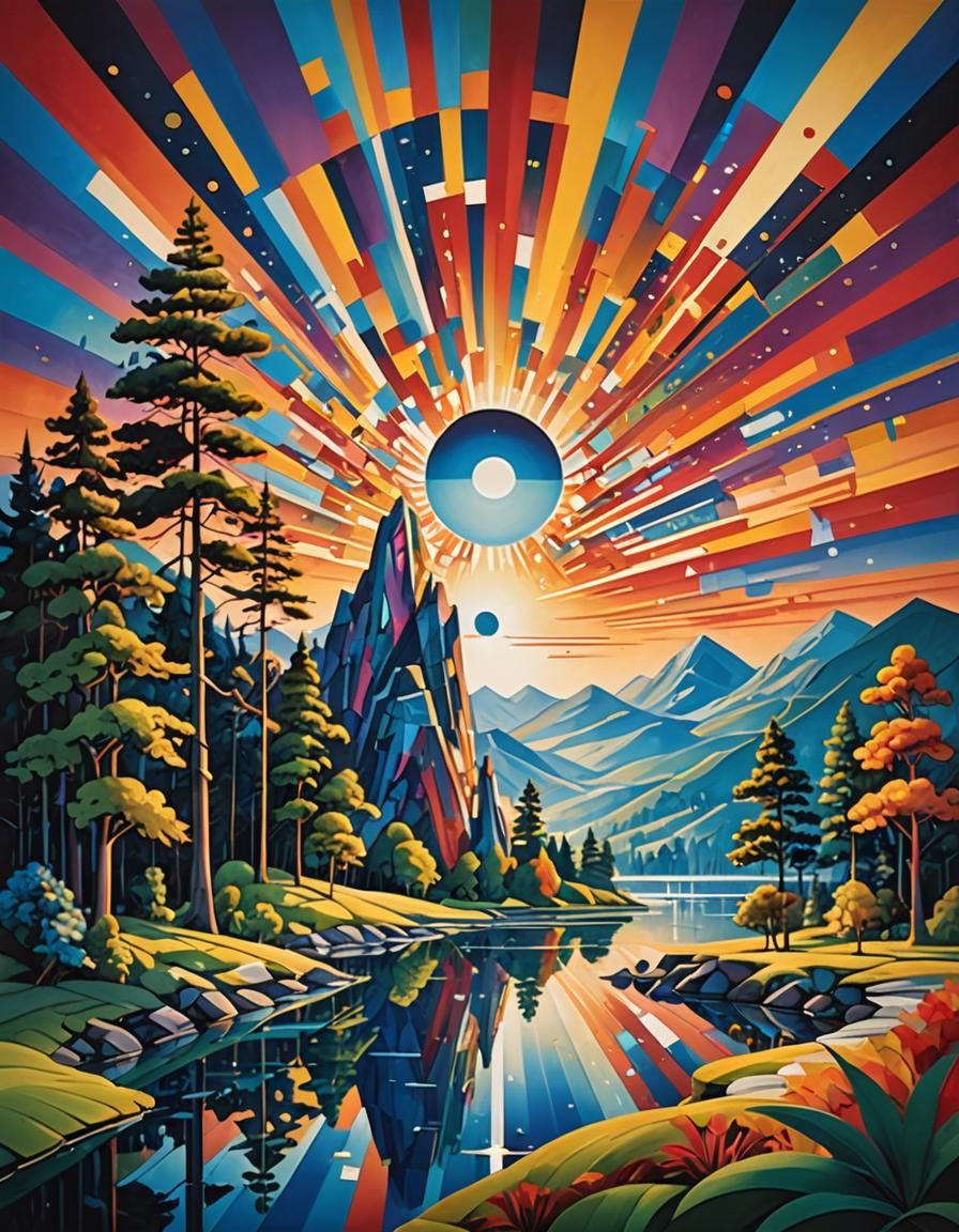 Earthy Volcano Eruption in Dreamlike Anamorphic Art