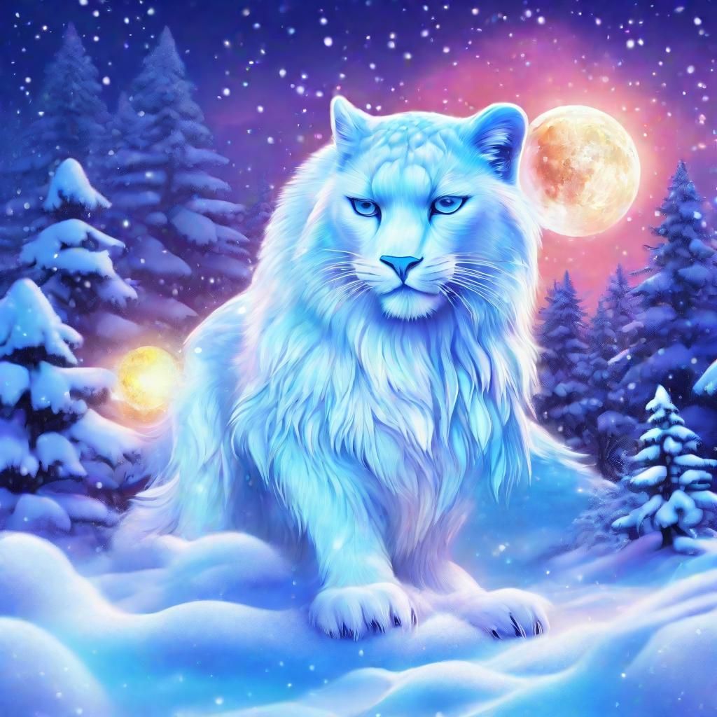 Cosmic Chibi Panther Plays in Snow with Owl Friend