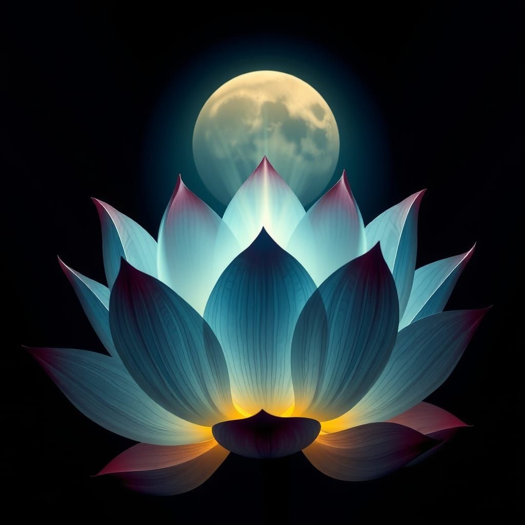 Glowing Lotus Blossom During Lunar Eclipse