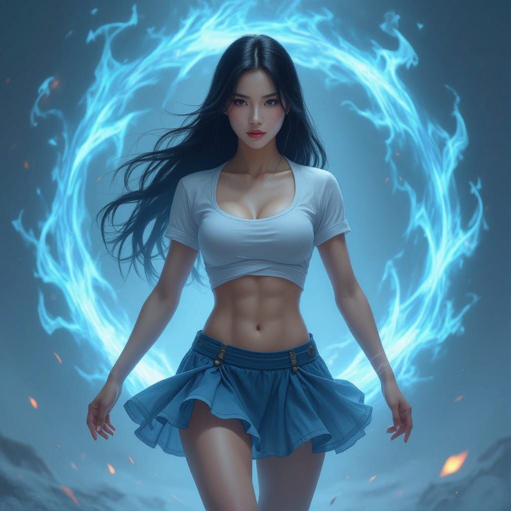 Vietnamese Goddess of Magic in Ethereal Flames