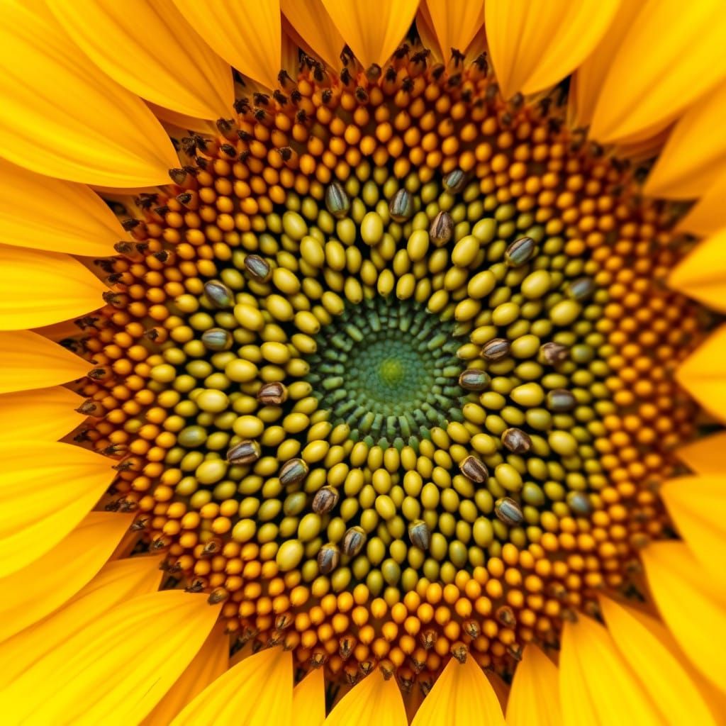 Spiraling Sunflower Seeds in Perfect Mathematical Harmony
