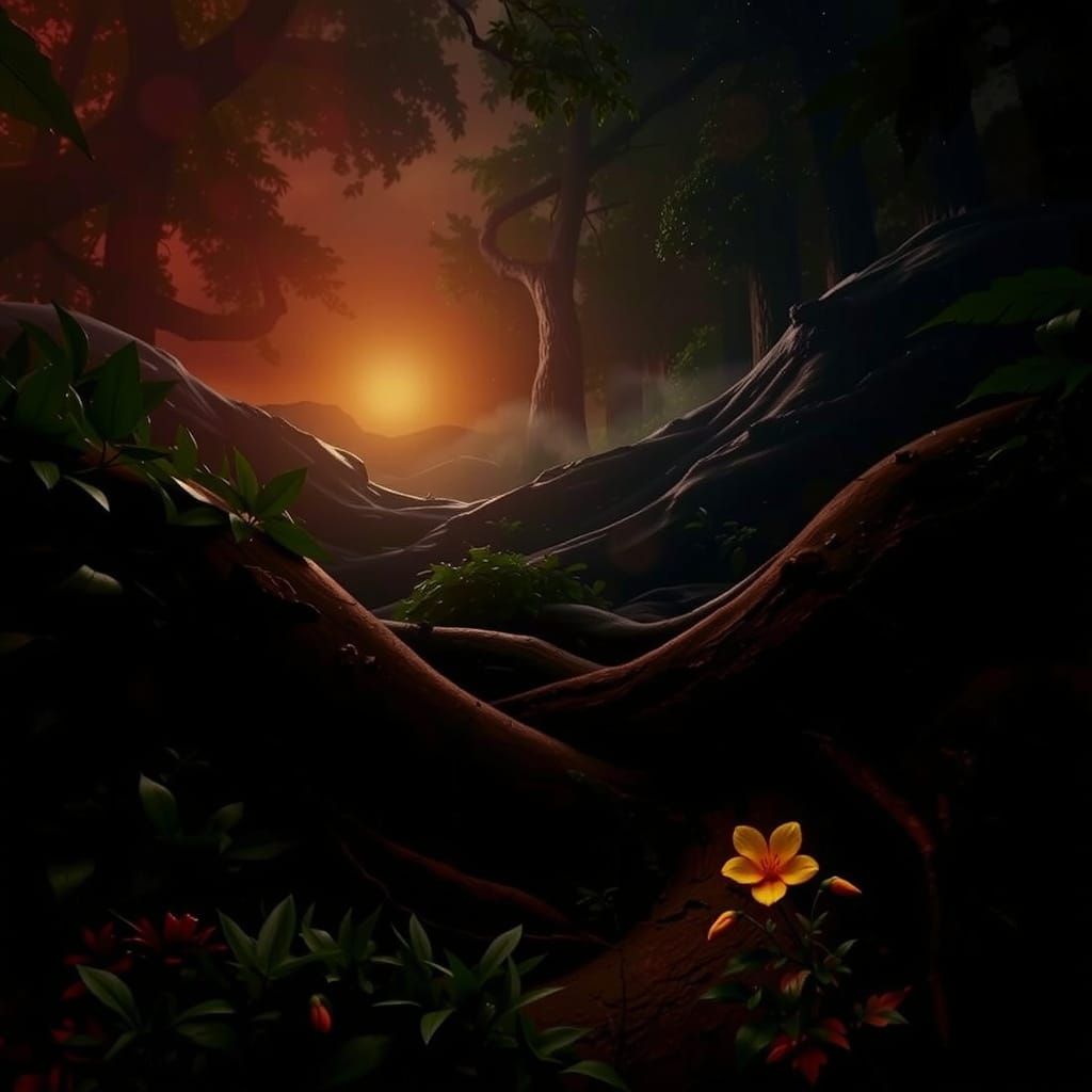 Mystical Forest Scene with Seraphinianus Influence