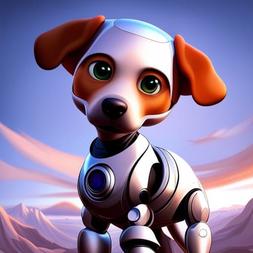 Realistic Robot Dog in Pixar Style
