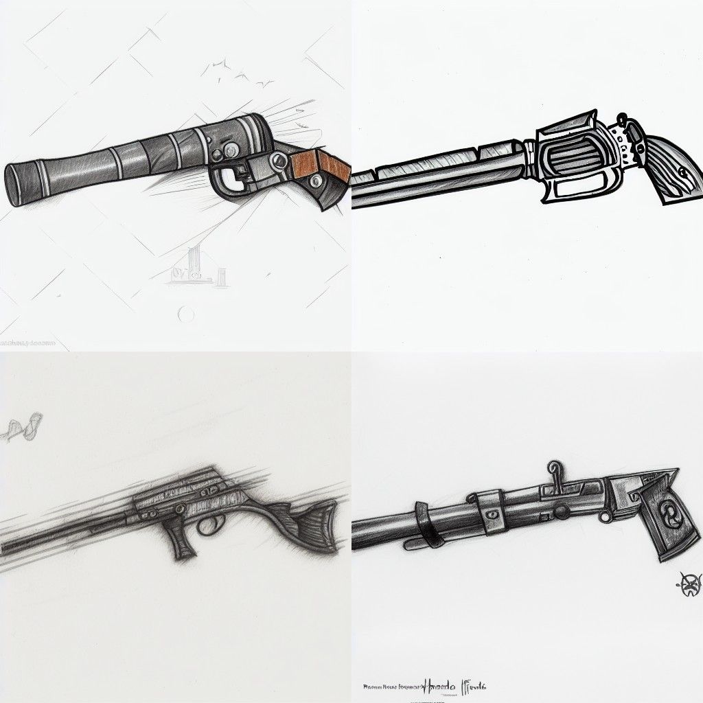 pirate gun, pencil sketch