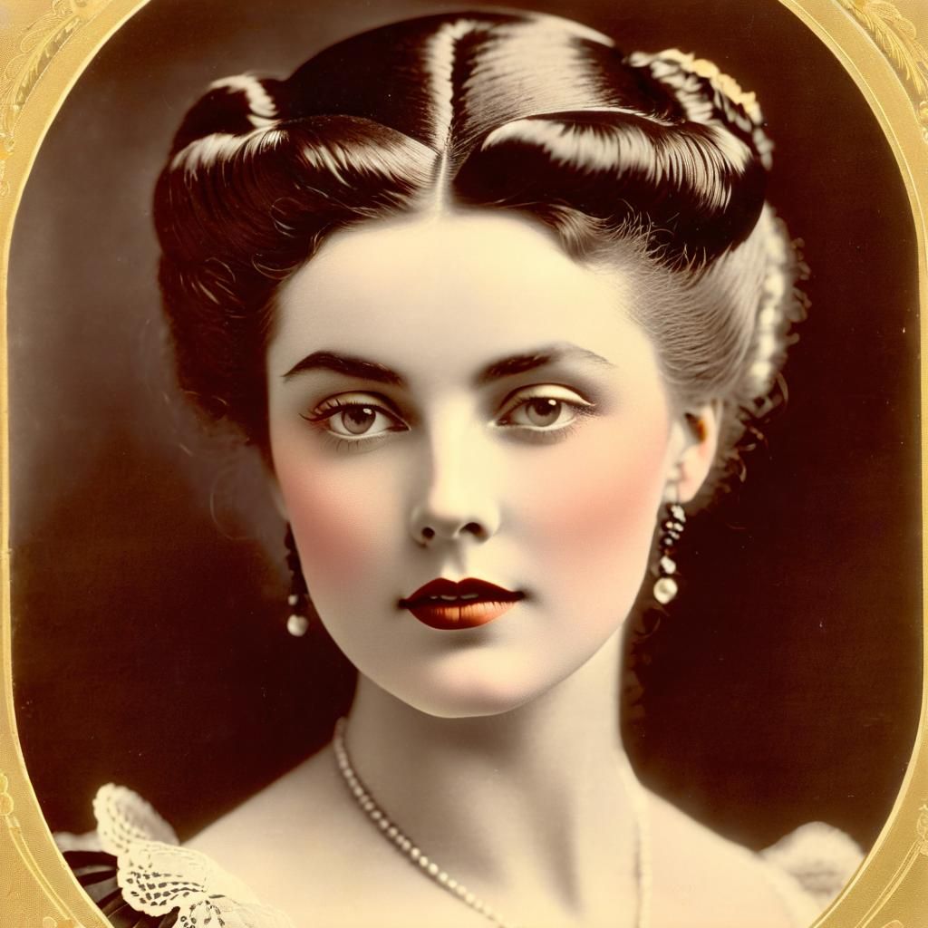 Vintage Lady's Elegant Face in Old-World Style