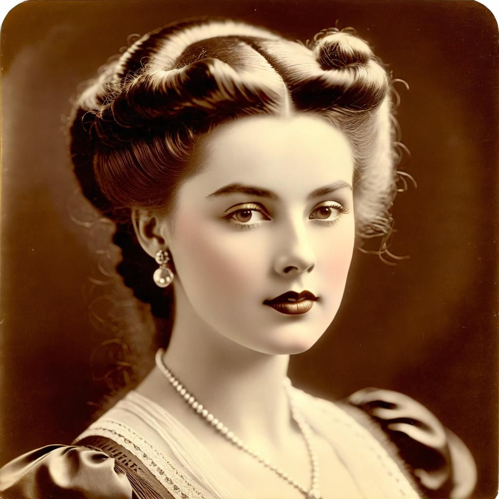 Retro Woman's Face in 1890s Style