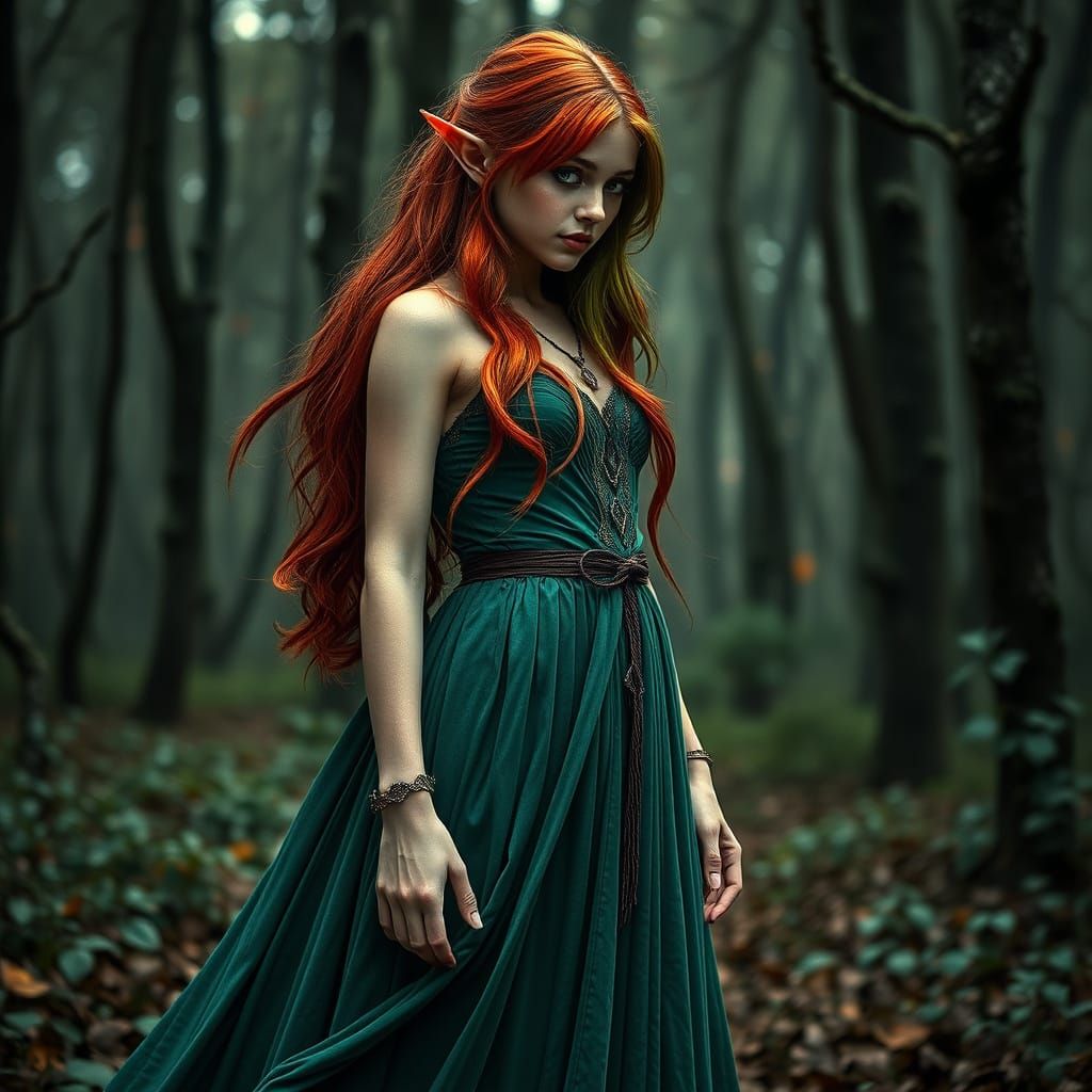 Mystical Elf in Forest: Hyperrealistic Cinematic HDR Image