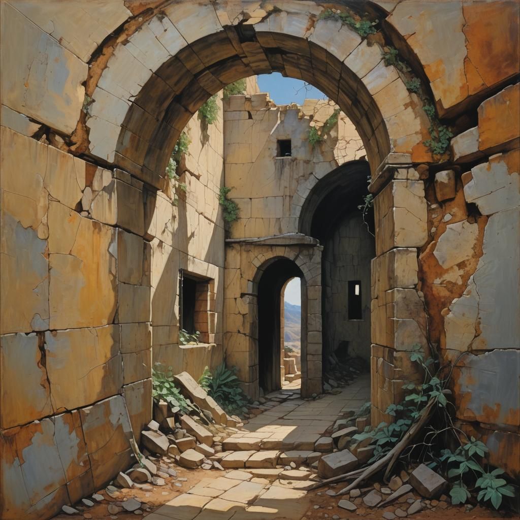 Abstract Figure in Tunnel, Oil Painting