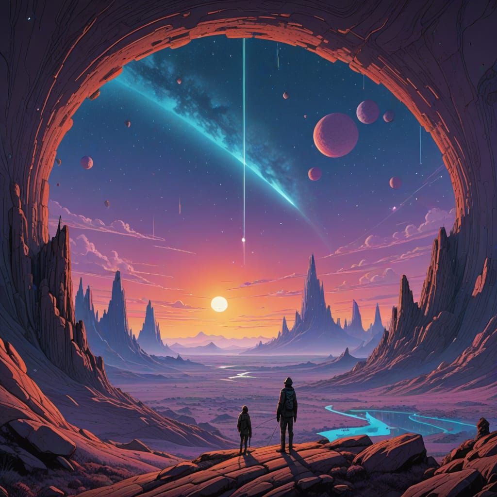 Whimsical Valentine's Night Sky with Glowing Heart Constella...