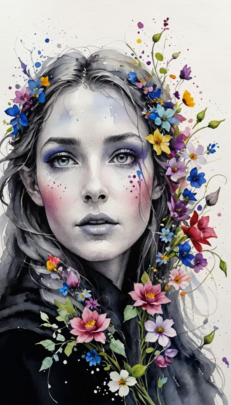 Fairies Among Bright Blooms in Romantic Colors