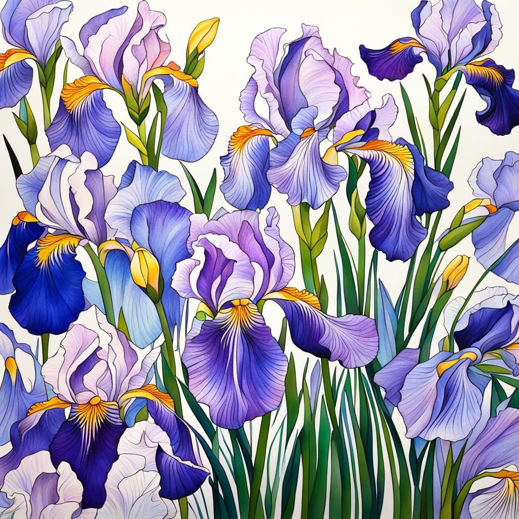 Irises in the style of Naoko Takeuchi