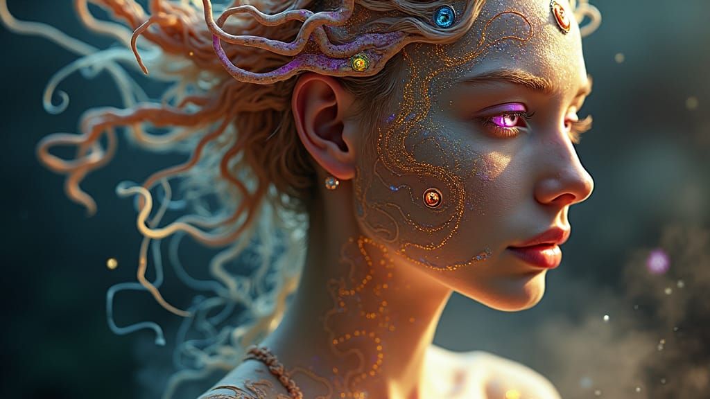 Mystical Aboriginal Rainbow Serpent in Surrealist Style