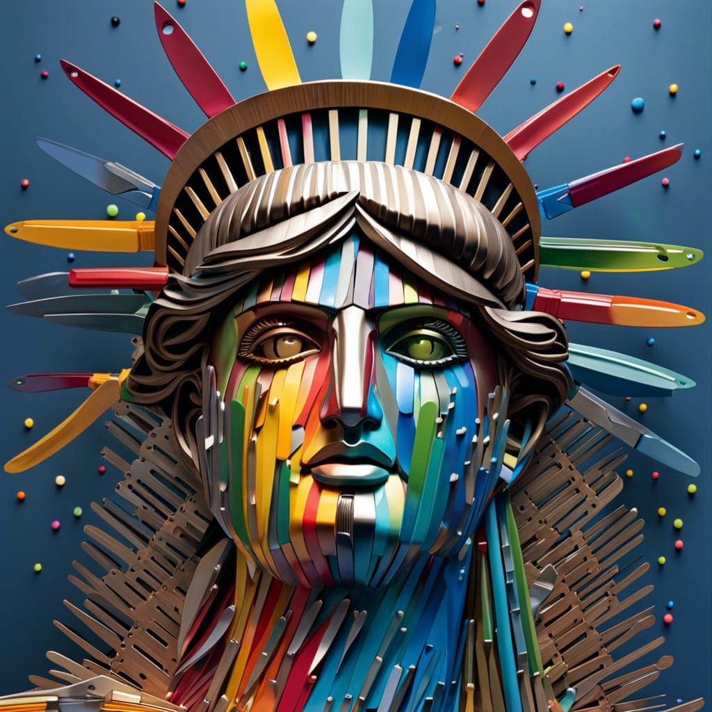 Statue of Liberty Made of Cutlery, Modern Art