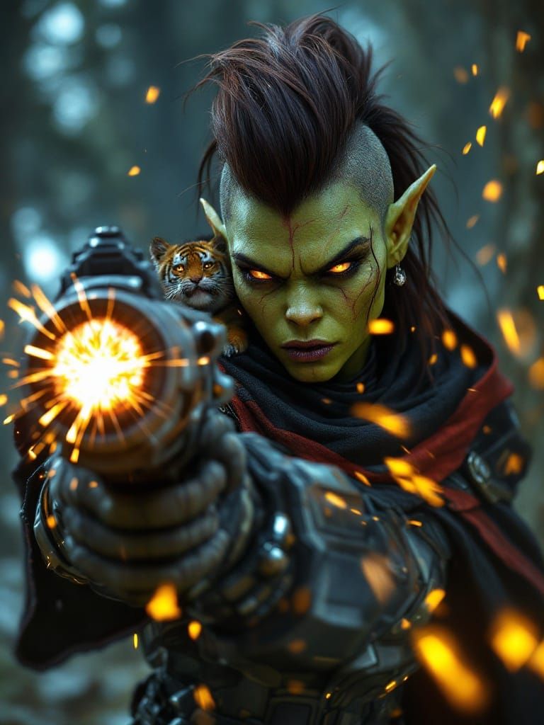 Hyperrealistic Sci-Fi Orc Warrior in Exosuit