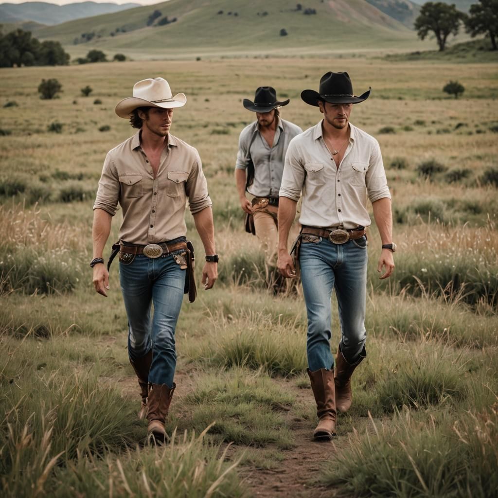 Cowboys out walking