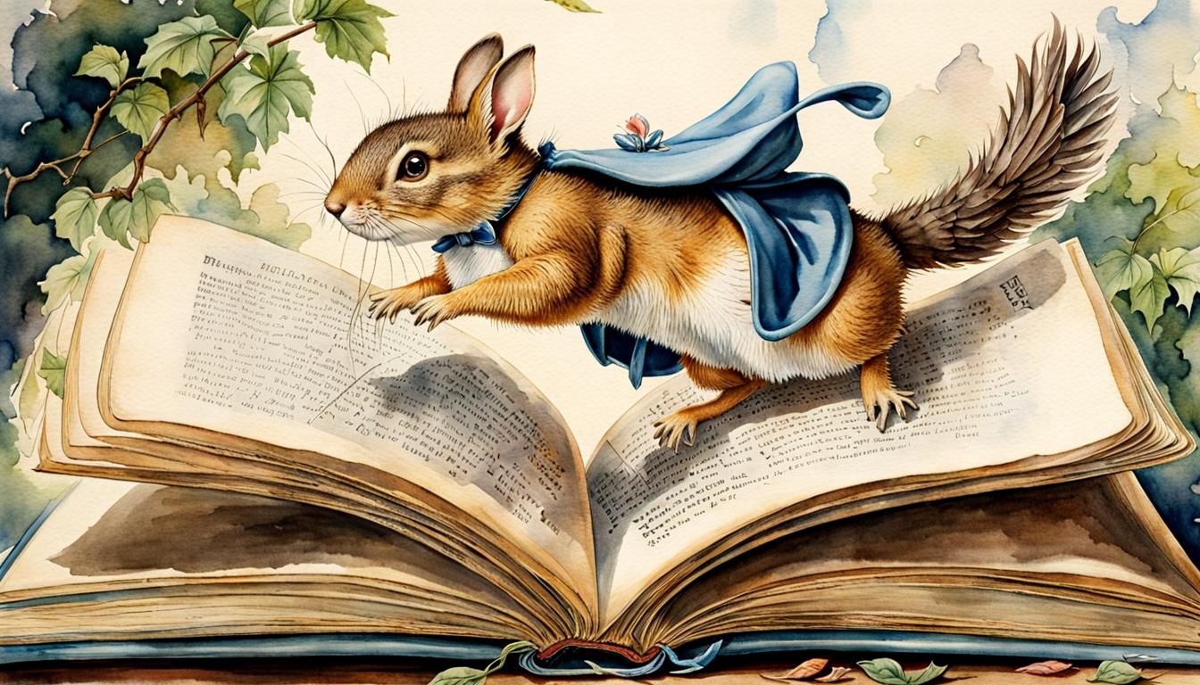 Whimsical Animals Leap From Book in Watercolour Style