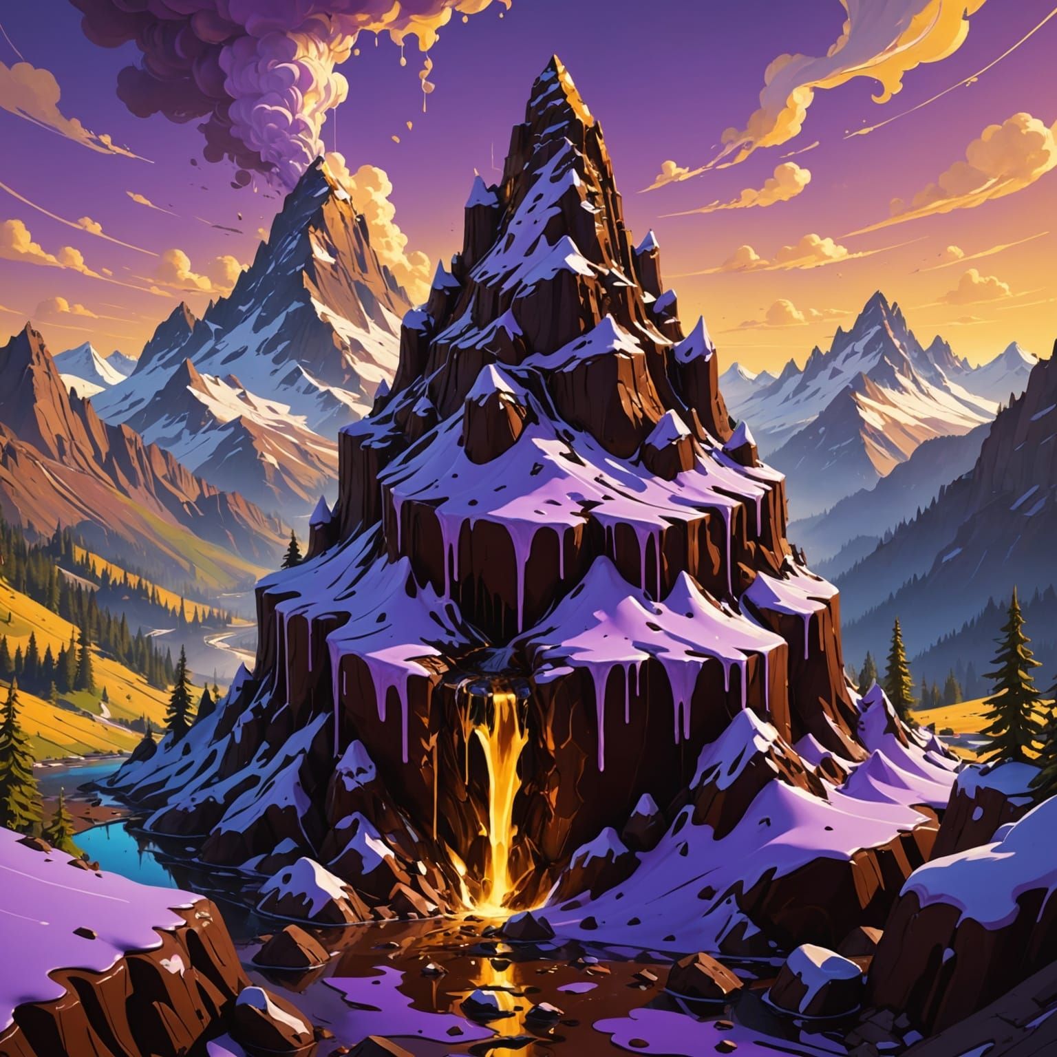 Melting chocolate mountain
