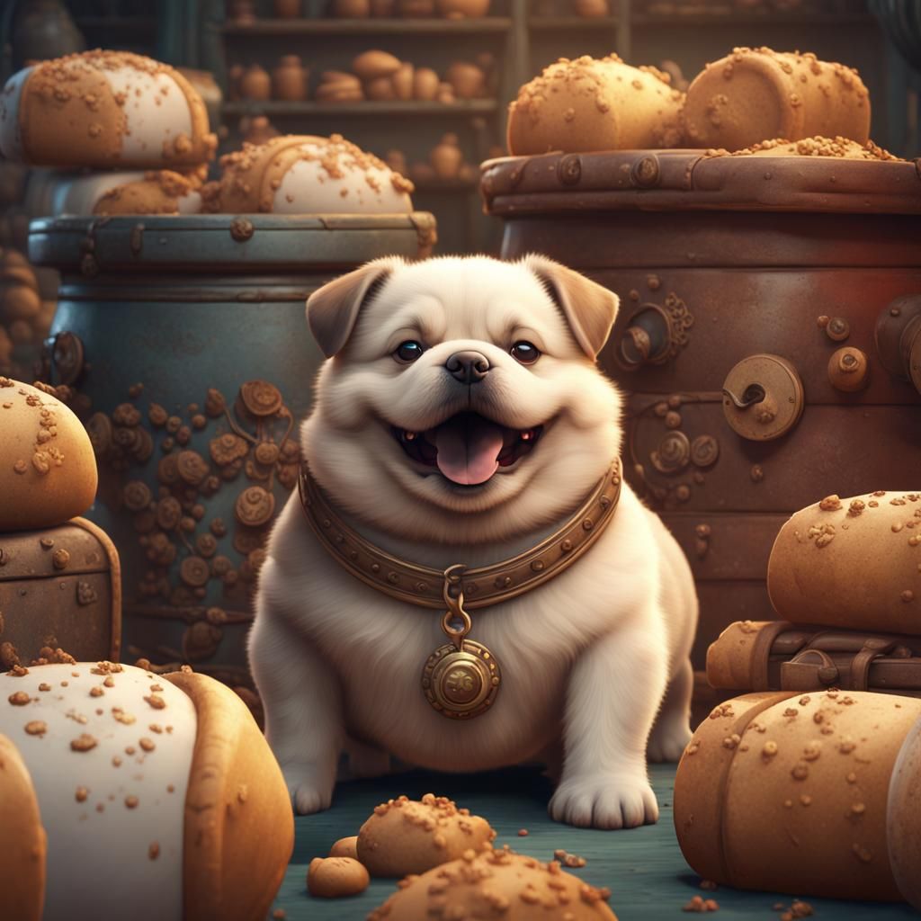 Happy Chubby Puppy: Detailed Matte Painting