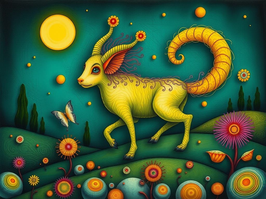 Surreal Hybrid Animal in a Vibrant Landscape