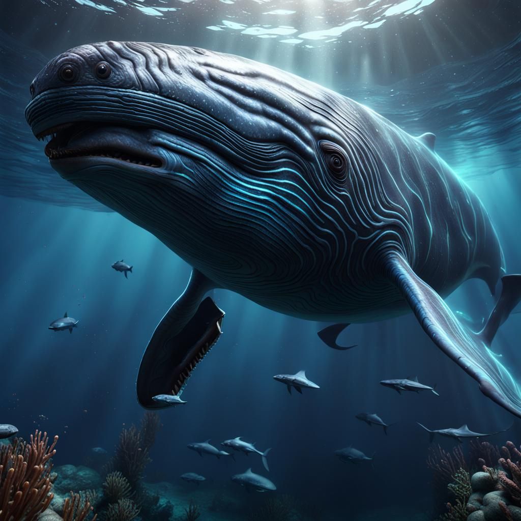 Alien Whale Surfaces: Epic 3D Game Cinematic