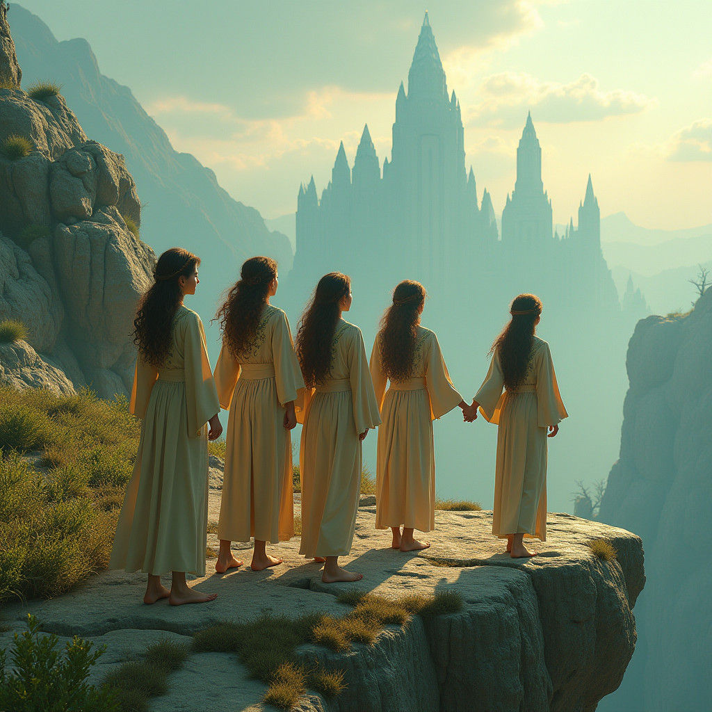 Ethereal Friends United on Cliffside Journey