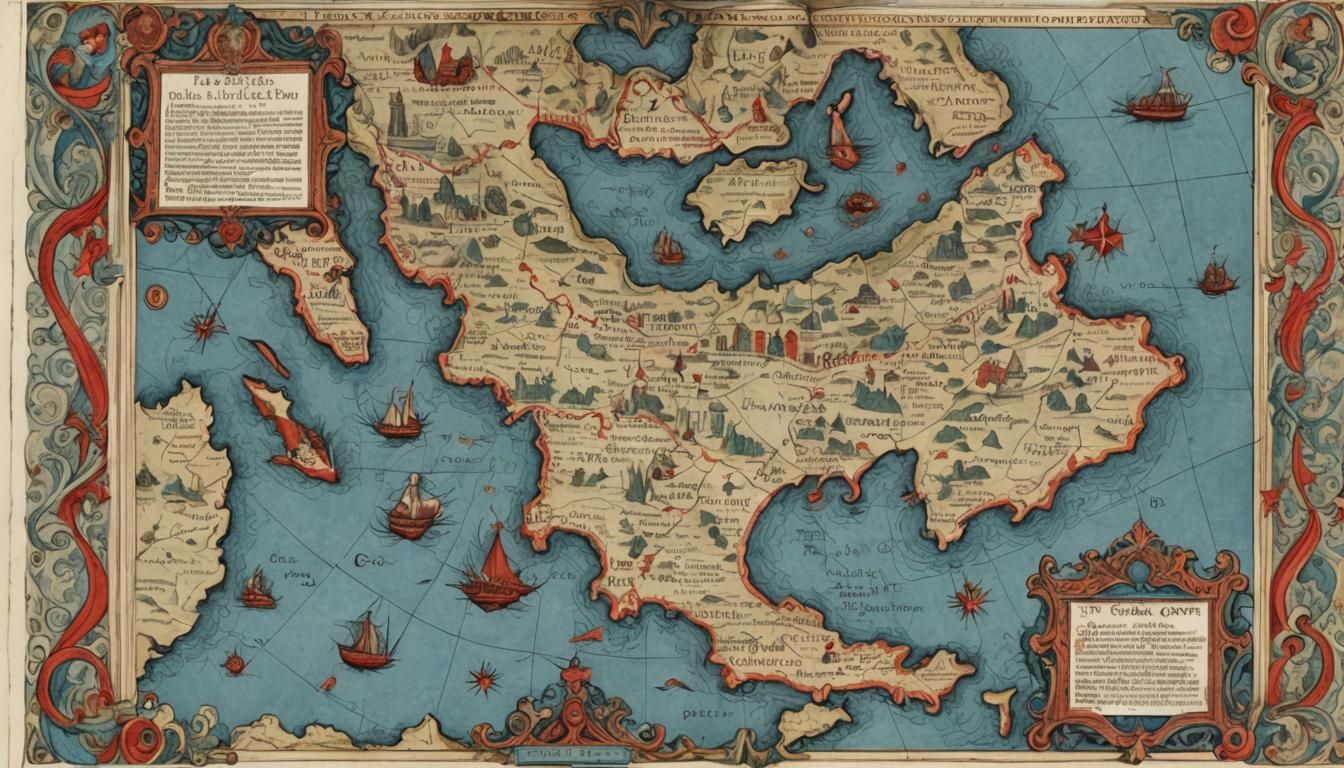 Ancient Bible Page with Fantasy Map