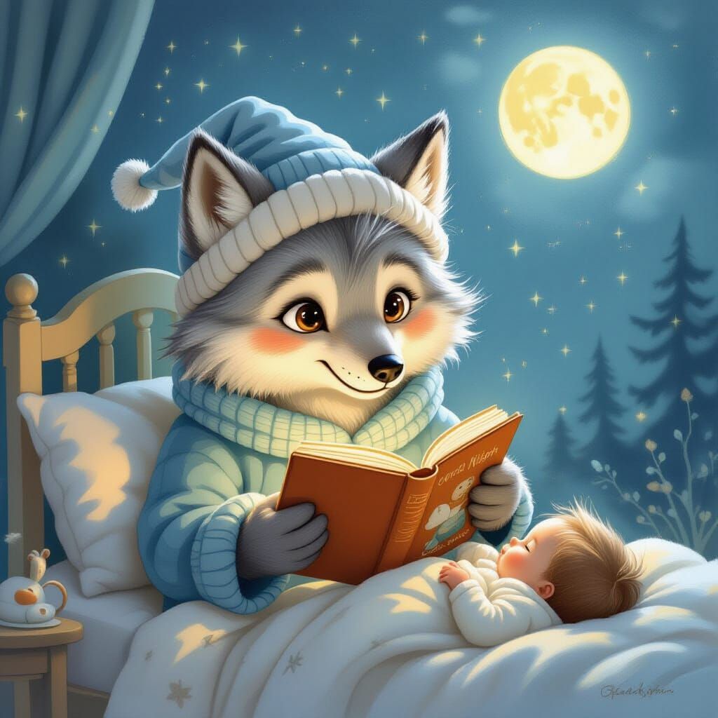 Gentle Beast Singing to Baby, Beatrix Potter Style