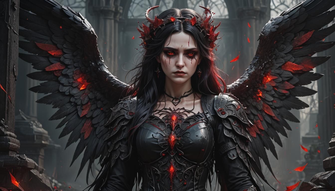 Majestic Goth Angel in Dark Fantasy Splendor