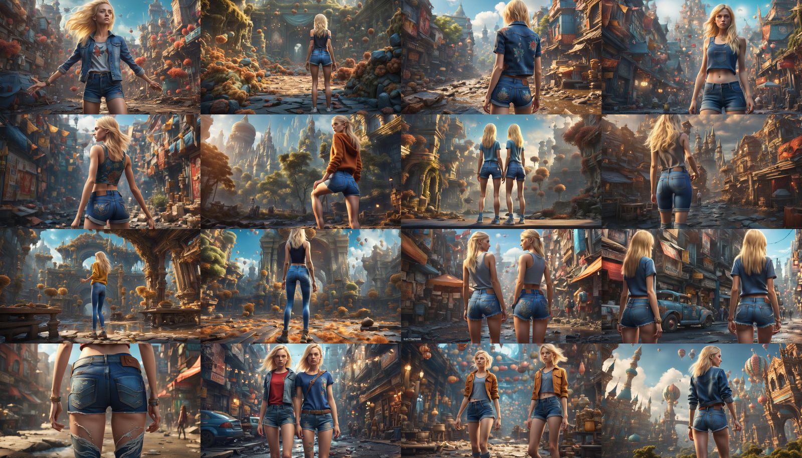 Blonde Girl in Blue Jeans: Detailed Fantasy Art