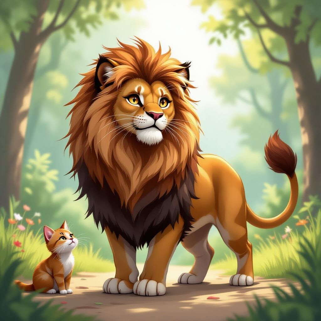 Lion-Cat Hybrid in Fantasy Setting