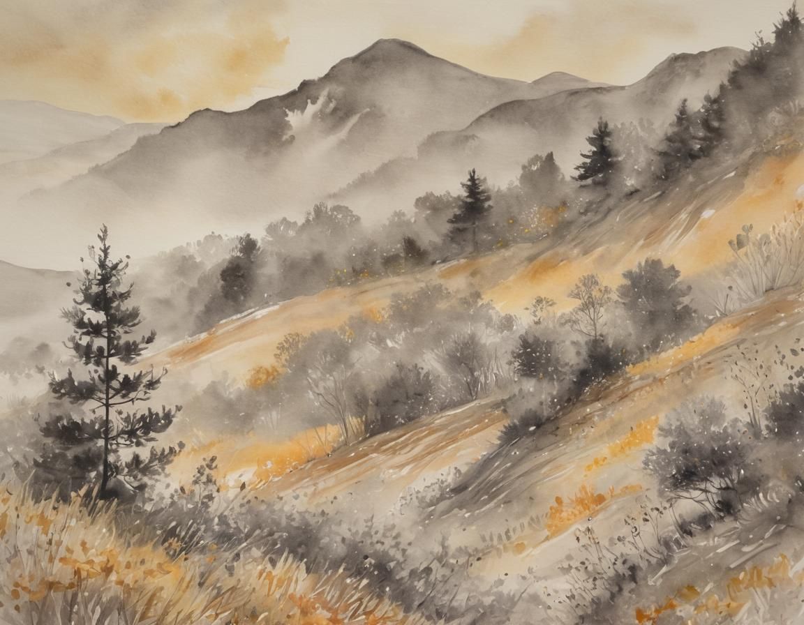 Impressionist Mountain Landscape in Claude Monet Style