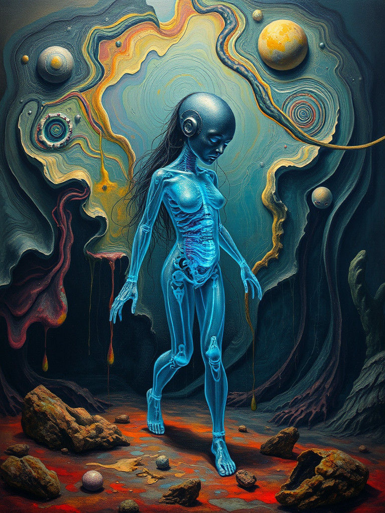 Girl Supercomputer Escapes in Surreal Dreamscape