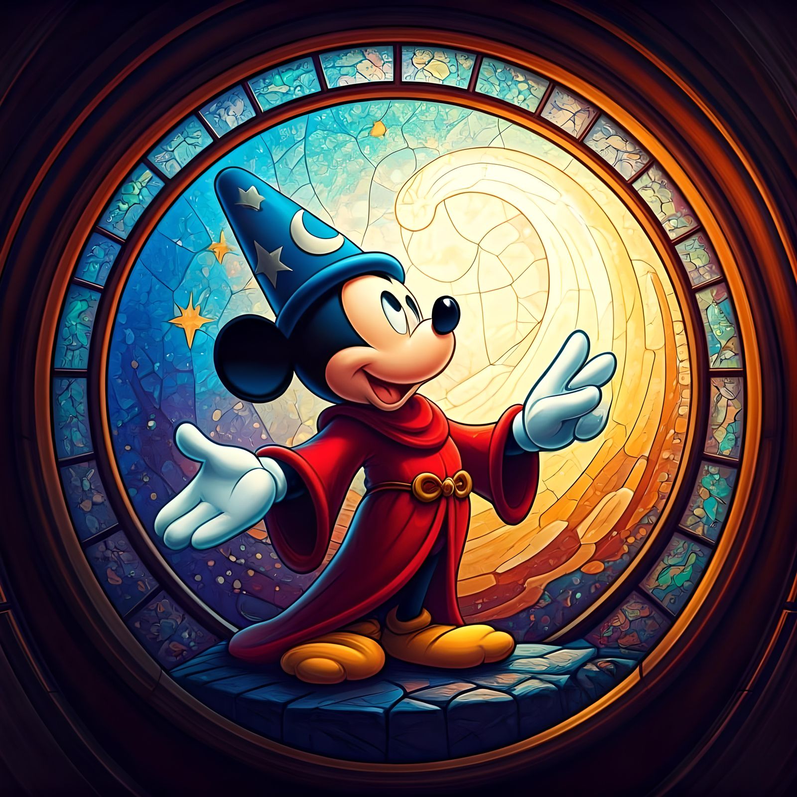 Stained Glass Mickey Mouse in Fantasia