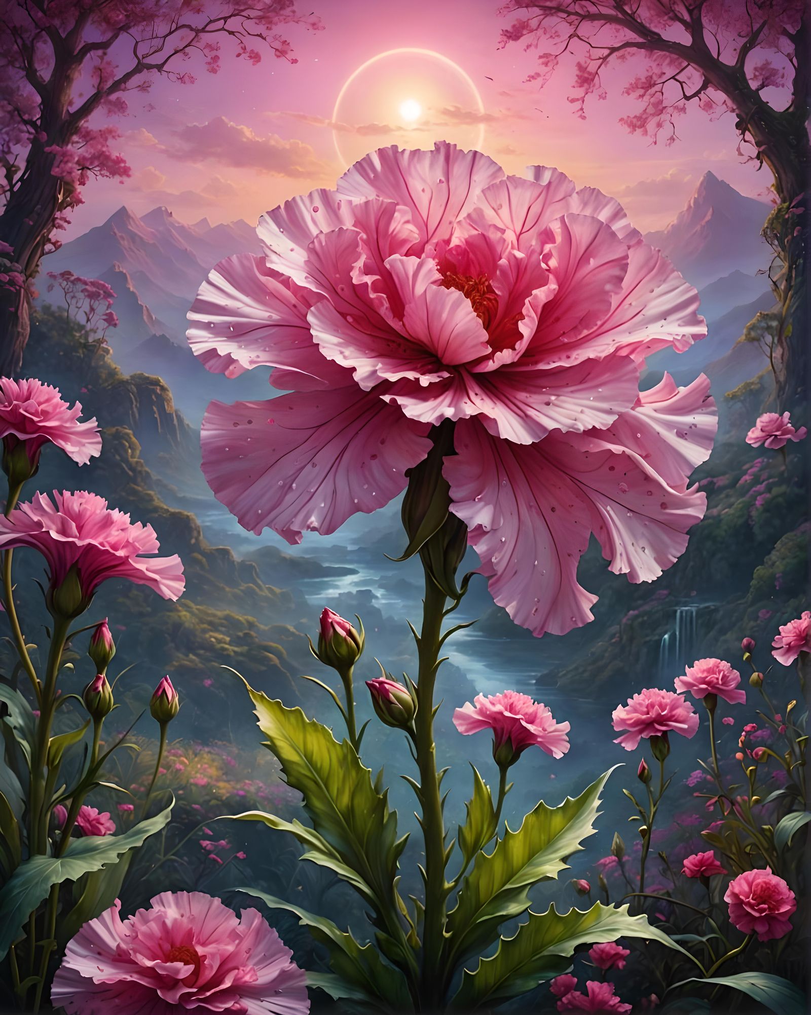 Pink Carnation Flower (Dianthus caryophyllus)