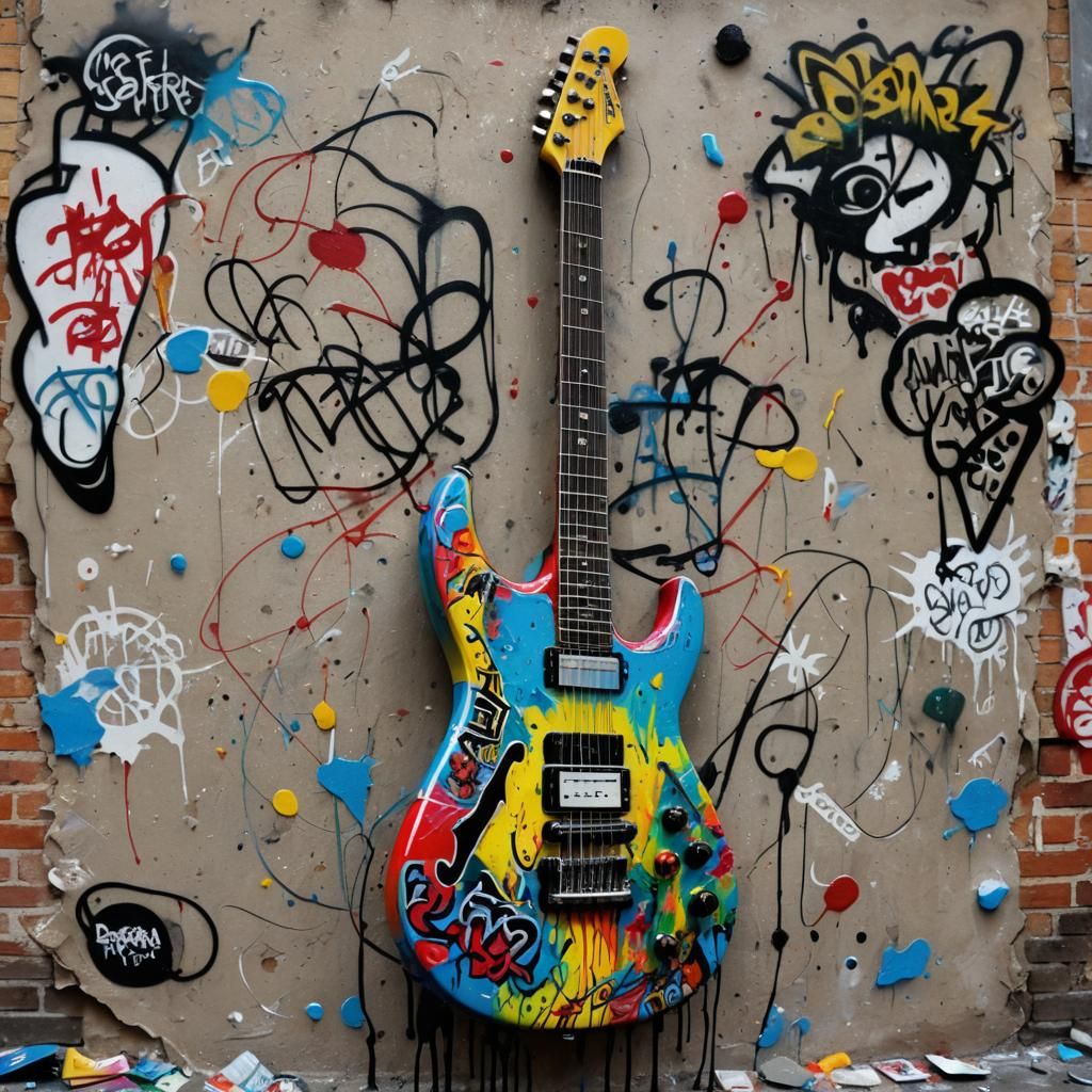 The Offspring Guitar in Paris Graffiti Art