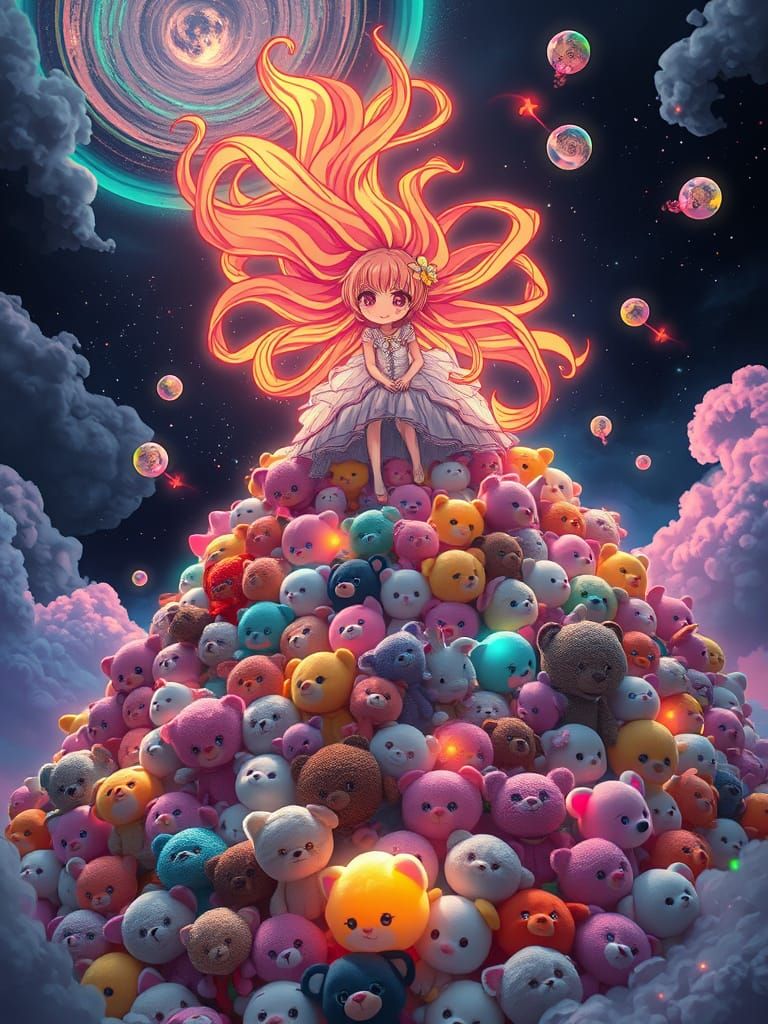 Celestial Anime Girl in Plushie Mountain