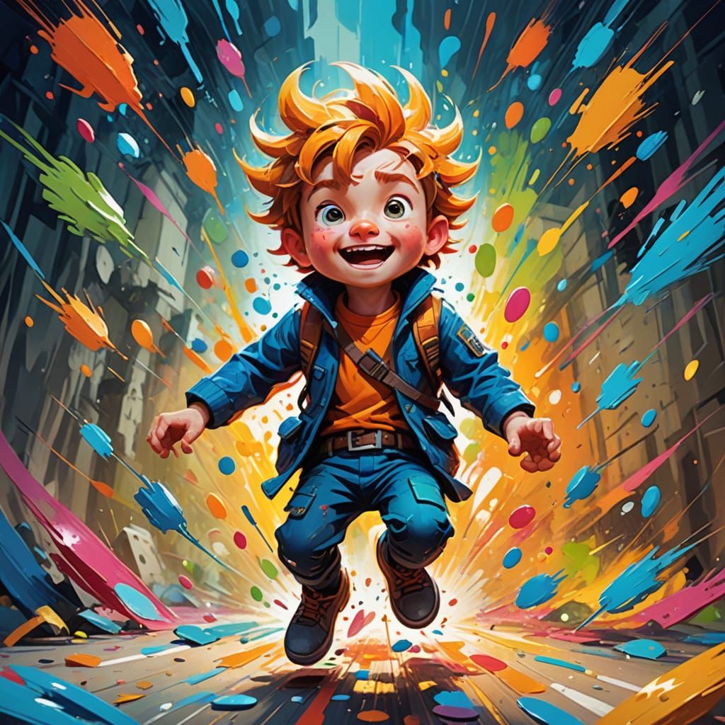 Whimsical Troublemaker Concept Art in Vibrant Colors