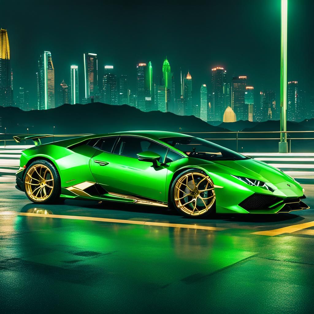 Neon Lamborghini Huracan in Cyberpunk Style