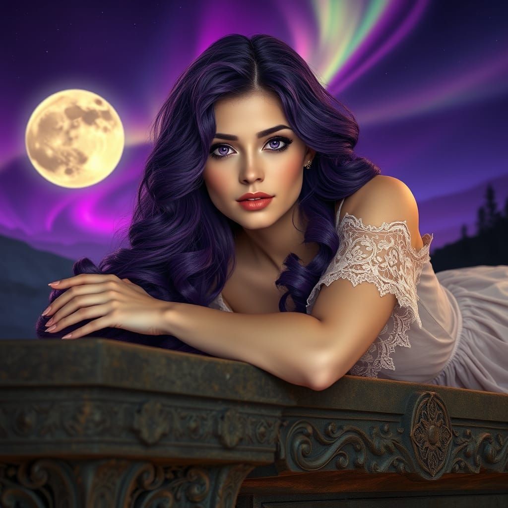 Ethereal Maiden on Weathered Stone Altar in Ultra-Photoreali...