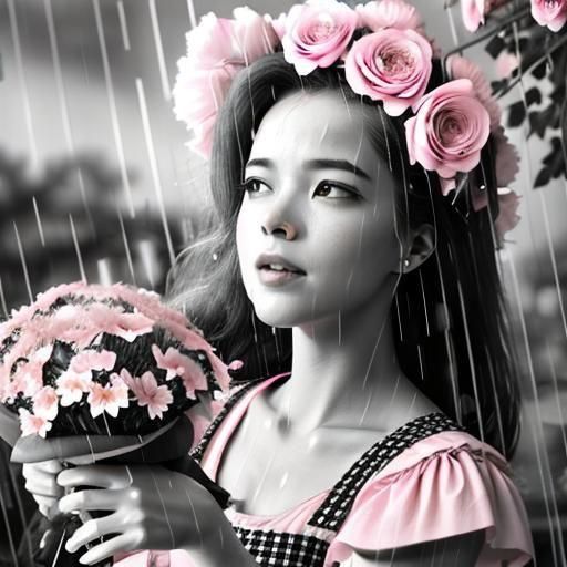 Surreal Hand Holding Black Rose Bouquet