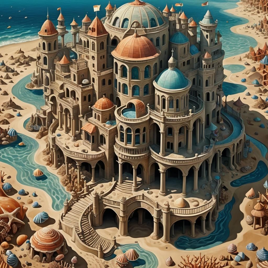 Underwater Sandcastle Palace in Fauvist Style