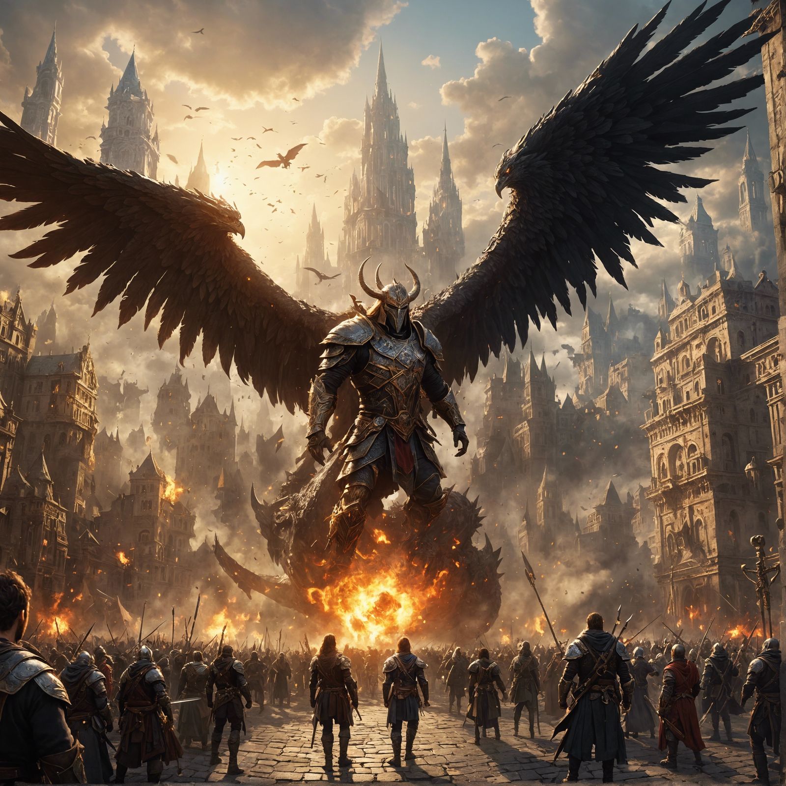 Epic Gods Clash in Fantasy City Battle