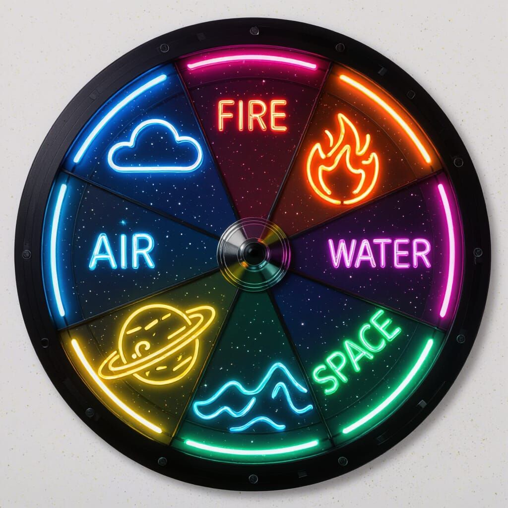 Casino Wheel With Neon Elements and Element Slices