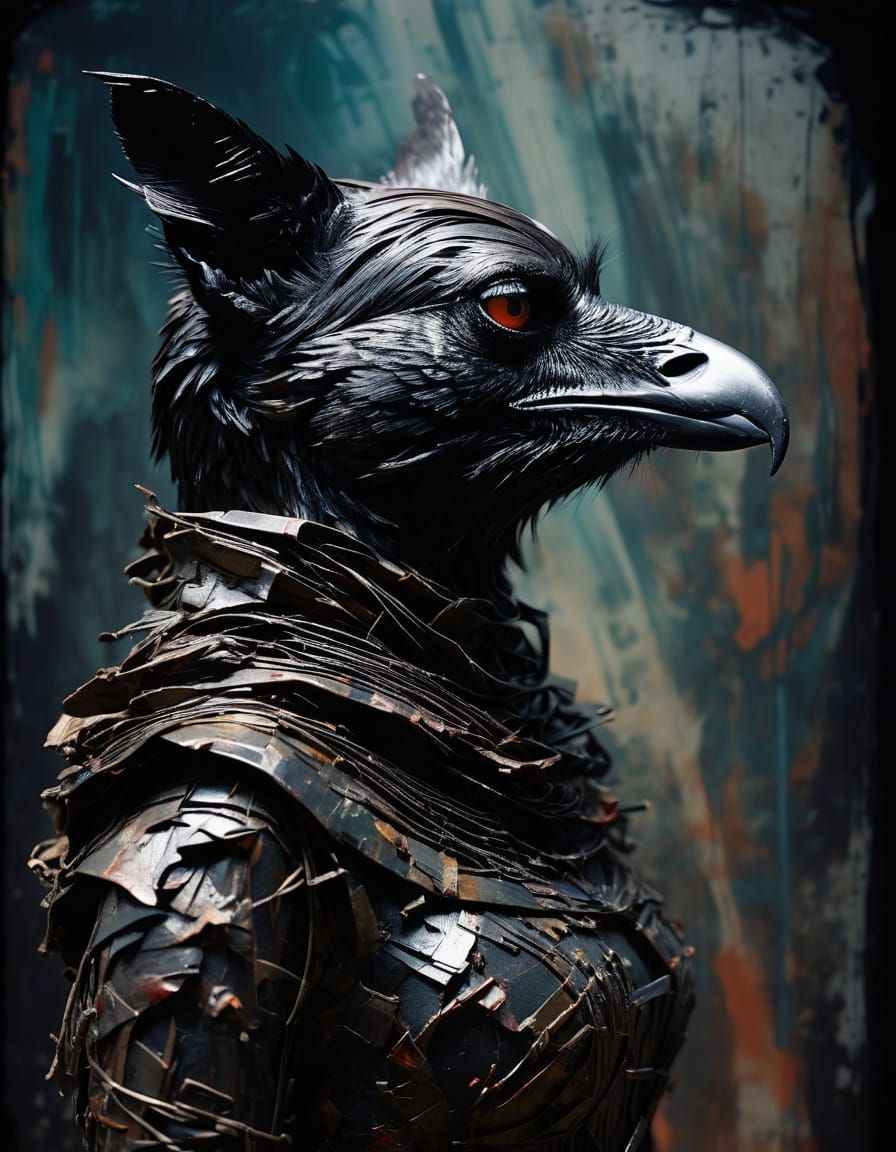 Gritty Witch in Worn Linen, Piercing Eyes