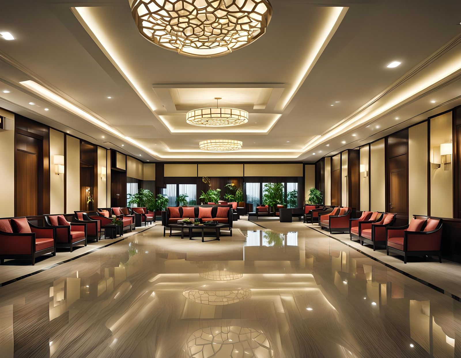 Elegant Hotel Waiting Hall Interior Design